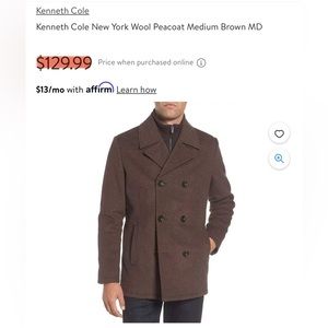 Kenneth Cole Men’s Brown Coat, $70 OFF CLEARANCE DEAL Men’s Fashion Overcoat